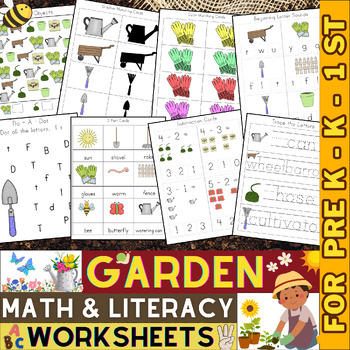 Preview of Garden Math and Literacy Worksheets and Activities Pack | Spring Activities