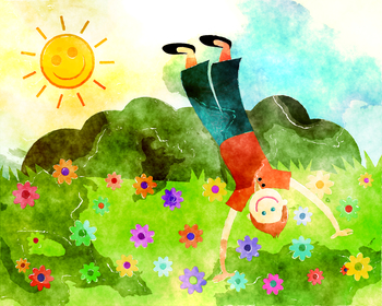 Preview of Garden Nature Boy - Free Watercolor Clip Art