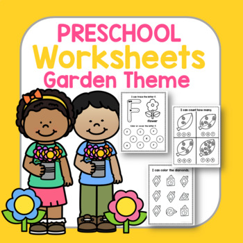 Preview of Garden Preschool Worksheets - No Prep Literacy & Math PreK Learning Packet