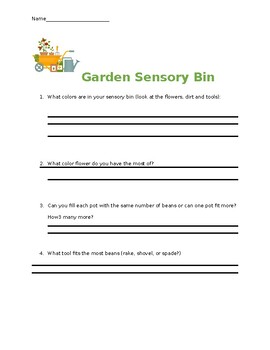 Preview of Garden Sensory Bin Greater or Less Than