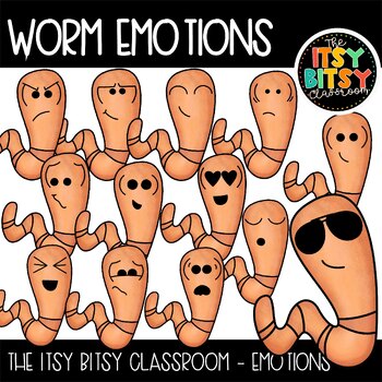 Preview of Garden Theme Worm Emotion Faces Clipart for Spring And Summer Activities/Lessons