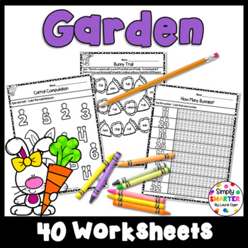 Preview of Garden Themed Kindergarten Math and Literacy Worksheets and Activities