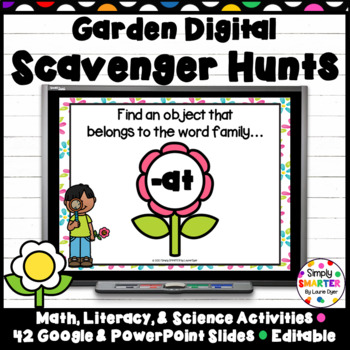 Preview of Garden Themed Math, Literacy, and Science DIGITAL Scavenger Hunts