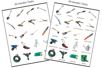 Garden Tools 3-Part Cards - Montessori Nomenclature by IFIT Montessori