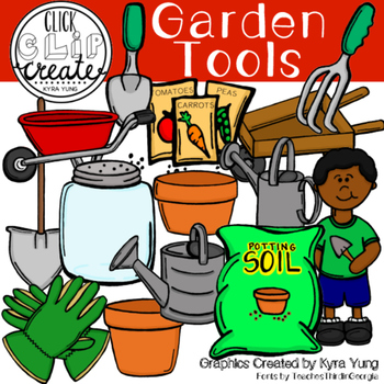 kids gardening tools clipart
