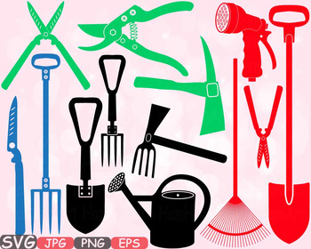 Preview of Garden Tools clipart agriculture FARM equipment nature svg spring summer  -594s