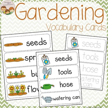 Preview of Garden Vocabulary Word Wall Cards plus Write & Wipe Version