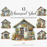 Garden Whimsical Shed Floral Clipart PNG Scrapbooking Files