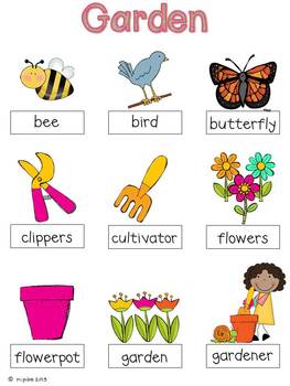 Garden Word Cards and Word Walls {in English and Spanish ...