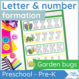 Garden bugs letter formation and number formation practice