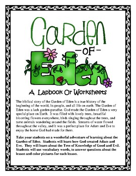 Preview of Garden of Eden - A Lapbook or Worksheets