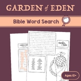 Garden of Eden Worksheet / Bible Stories Word Search, Sund