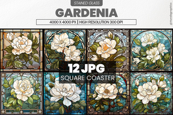 Preview of Gardenia Stained Glass Square Coaster