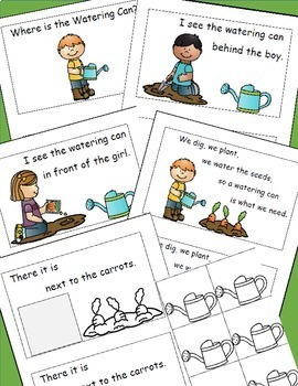 garden emergent reader positional words cut and paste activities reader