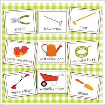 Gardening & Household Vocabulary Cards for Preschool and Kindergarten