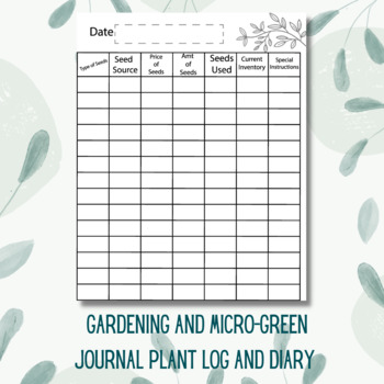 Preview of Gardening Microgreens Journal Track the growth of your micro greens