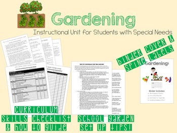 Preview of Gardening Skills for Special Education, Autism or ABA Classroom
