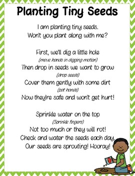 Gardening Study Finger play Posters by Preschool Productions | TpT