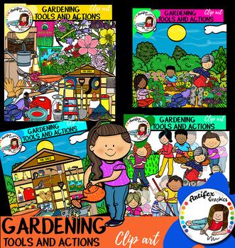 Preview of Gardening Tools And Actions clip art- 98 graphics!