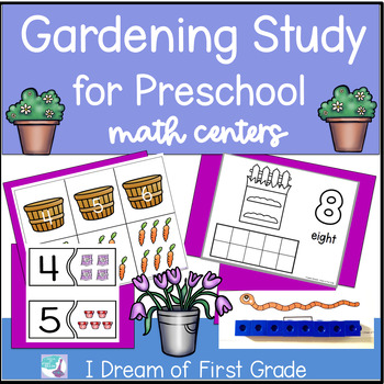 Preview of Gardening Unit Study for Preschool MATH CENTERS
