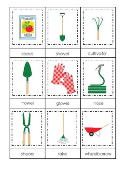 Gardening themed 3 Part Matching Game. Printable Preschool Game