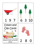 Gardening themed Count and Clip preschool learning game.  