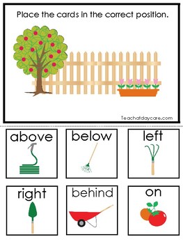 gardening themed preschool positional word curriculum game by teach at daycare