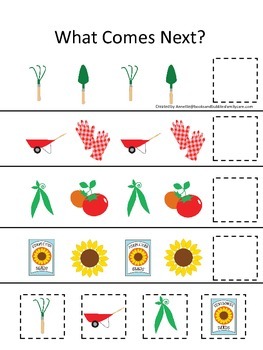 gardening themed what comes next preschool learning game daycare learning