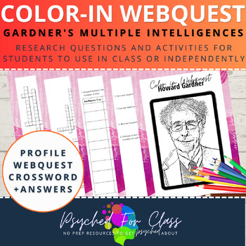 Preview of Gardner's Multiple Intelligences Psychology Booklet Color-In Webquest