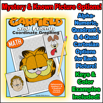 Preview of Garfield & Friends Coordinate Graph Mystery Pictures! Ordered Pairs Fun!