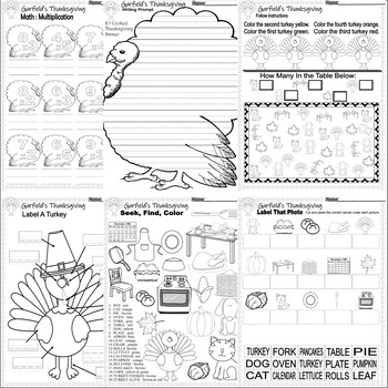 Garfield’s Thanksgiving : Reading Cartoon Comprehension Activity ...