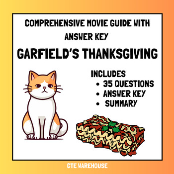 Preview of Garfield’s Thanksgiving Movie Guide + Answer Key | No Prep!