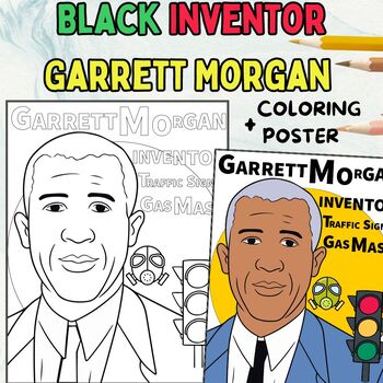 Preview of Garrett Morgan Coloring Page + Poster Black History Month Bulletin Board