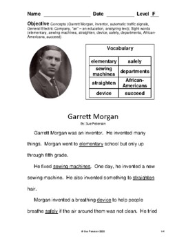 Garrett Morgan: Inventor by Sue Peterson | Teachers Pay Teachers