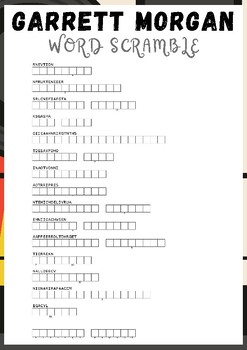 Preview of Garrett Morgan No Prep Word scramble puzzle worksheet activity