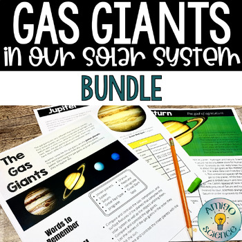 Preview of Gas Giants of the Solar System Lesson, Worksheet, Task Cards & Boom Cards Bundle