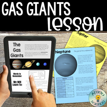 Preview of Gas Giants of our Solar System Complete Lesson with Worksheet and Task Cards