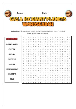 Preview of Gas & Ice Giant Planets: 2 Science Puzzles: Wordsearch & Word Scramble