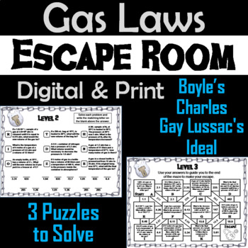 Gas Laws Activity: Chemistry Escape Room Game: Boyle, Charles, Gay Lussac,  Ideal
