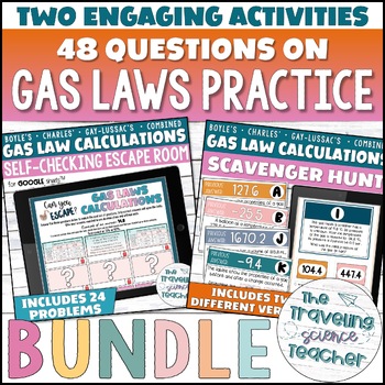 Preview of Gas Laws Practice Activities BUNDLE / Charles', Boyle's, Gay-Lussac's & Combined