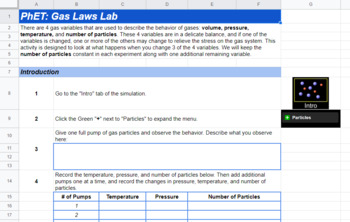 Preview of Gas Laws - Interactive Lab (using PhET Simulation)