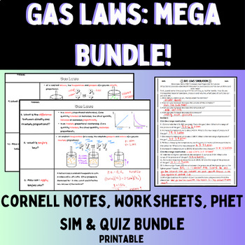 Preview of Gas Laws Mega Bundle: Notes, Simulation, Worksheets, Quiz