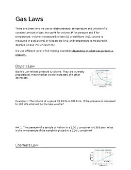 Preview of Gas Laws Worksheet