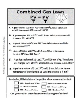 Chemistry Gas Laws Worksheet Answers