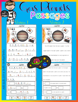 Preview of Gas Planets Unit Adapted Passages & Comprehension w/ Picture Text (Autism/SPED)