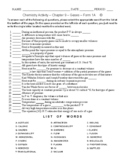 Gases: Chemistry Matching Worksheet - Form 1