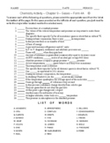 Gases: Chemistry Matching Worksheet - Form 4