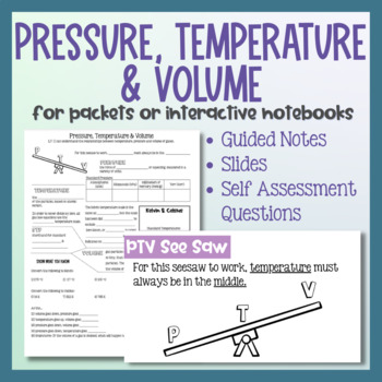 Preview of Gases Pressure, Temperature, Volume Relationships Lesson and Guided Notes