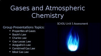 Preview of SCH3U Gases and Atmospheric Chemistry Unit Task
