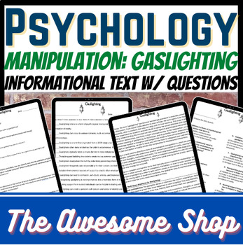 Preview of Gaslighting Informational Text W/ Worksheets for High School Health & Psychology